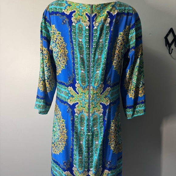 Laundry By Shelli Segal Blue and Green Paisley Mini Dress size 12 - Picture 2 of 7